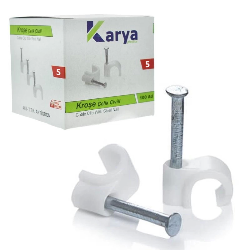 Karya 5 Numara 10 Mm Kroşe 100lü Paket2x4 - 4x4 Antigron Kablolar İçin