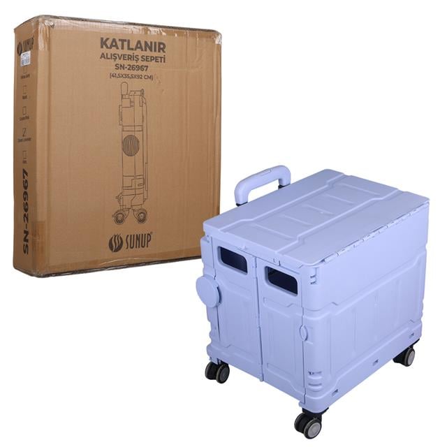 Katlanabilir Market Pazar Kamp Tekerlekli Alışveriş Arabası 60KG Kapasiteli