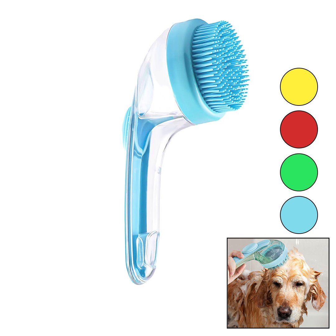 Kedi̇ - Köpek - Evci̇l Hayvan Yikamafirçasi Si̇li̇kon şampuan Hazneli̇=mıka Kri̇stalplasti̇k Sap