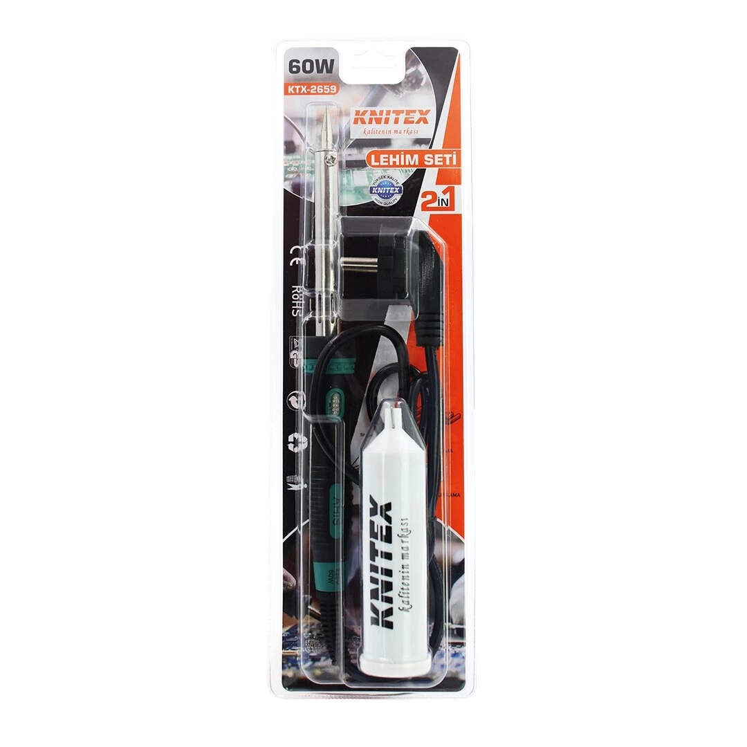 Kinetex Kalem Havya Lehimleme Seti | 60w Lehim Pompası Ve Cımbızlı Lehim Aleti