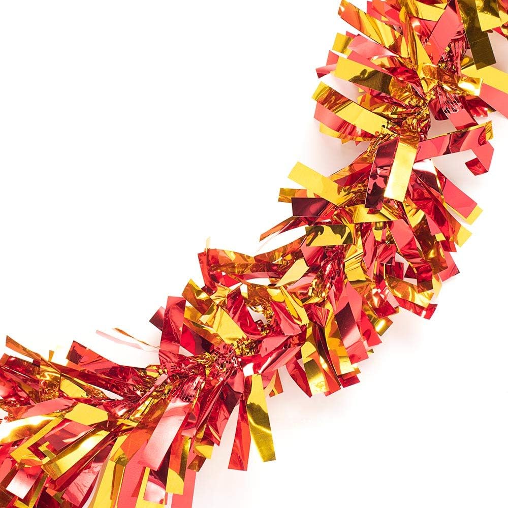 Kırmızı Altın Renk 4 Cm Genışlık Garland çıft Renk Sım Süs 180 Cm