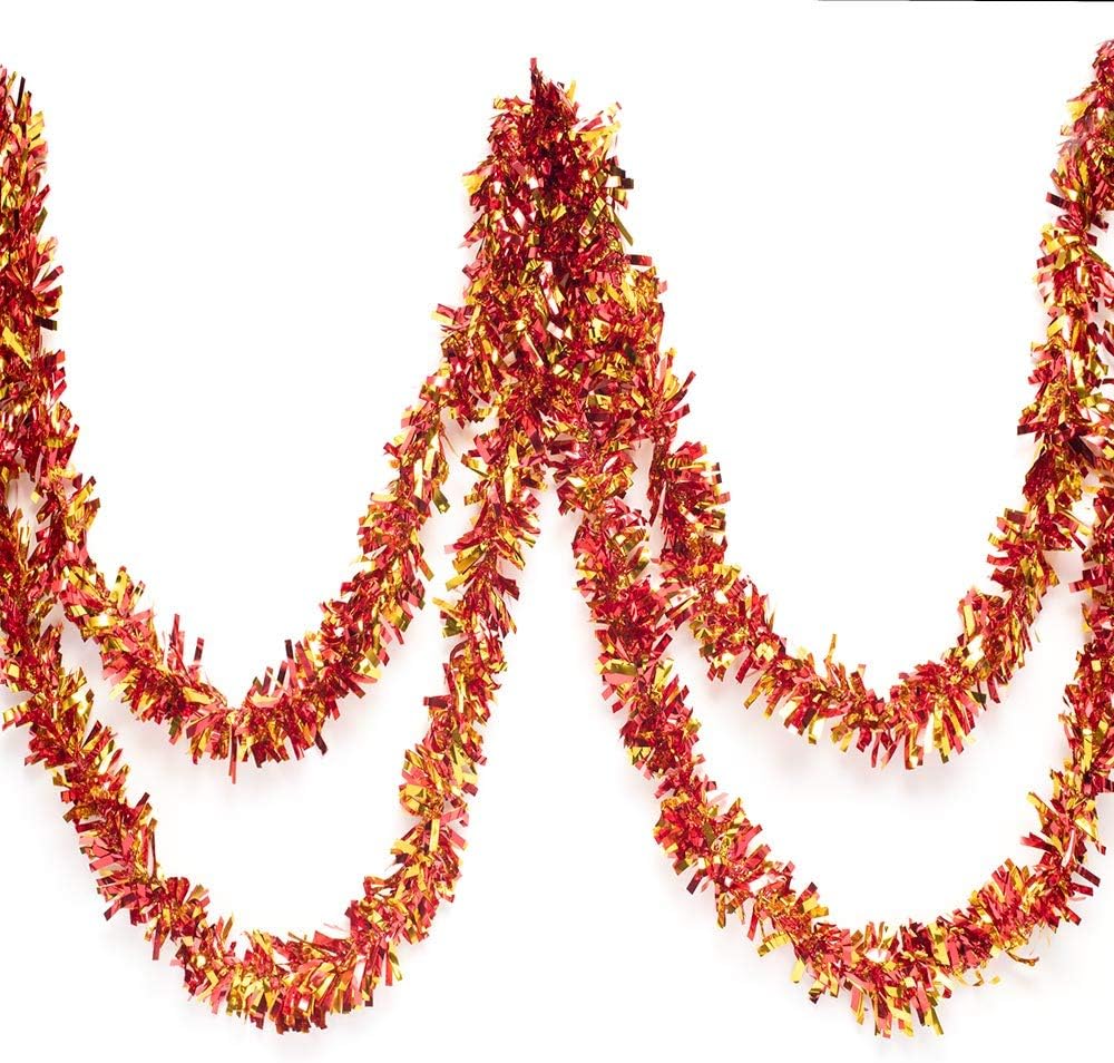 Kırmızı Altın Renk 4 Cm Genışlık Garland çıft Renk Sım Süs 180 Cm
