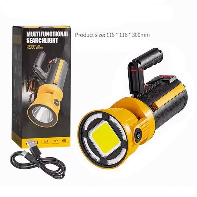 Kırmızı Mavi Çakarlı COB Ledli Şarjlı Kamp El Feneri Işıldak MX-W5164-3