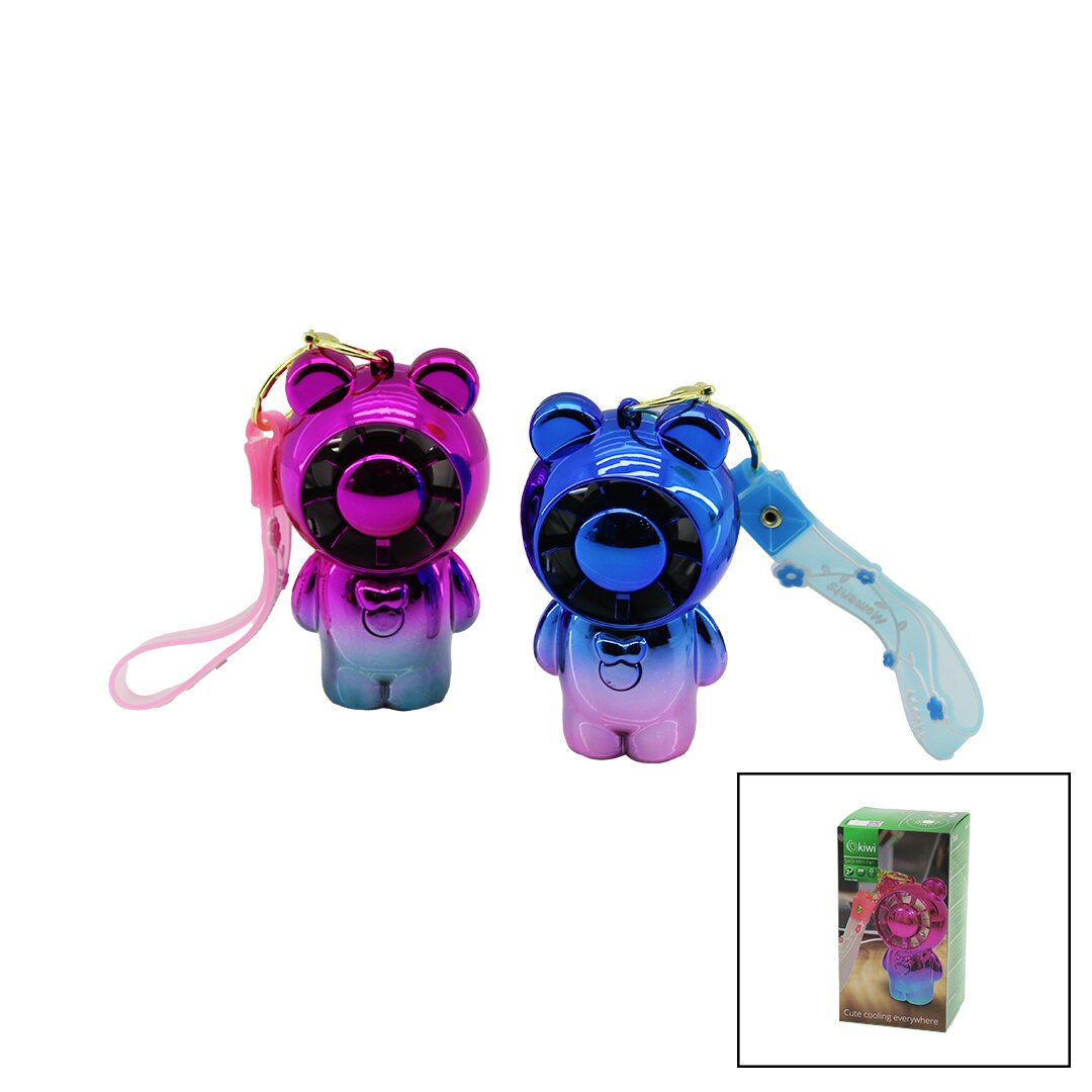 Ki̇wi̇ Kfan-7400 Ayicik модель портативный - настольный мини-вентилятор с USB-зарядкой и брелоком, 2-ступенчатая скорость, яркий цвет