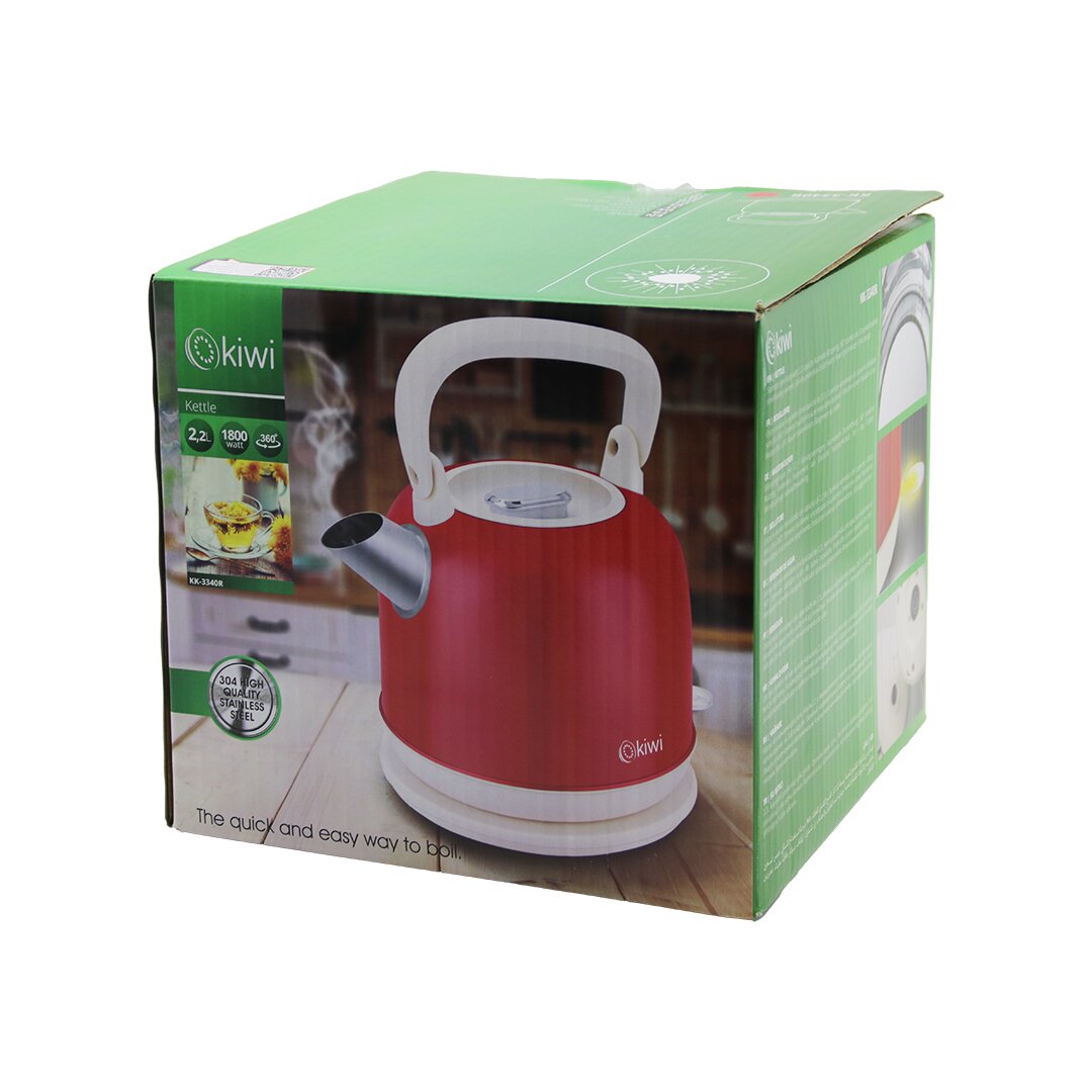 KİWİ KK-3340R KIRMIZI NOSTALJİ DEMLİK MODELÇELİK KETTLE SU ISITICI 2.2LT 1800W PASLANMAZ ÇELİK GÖVD