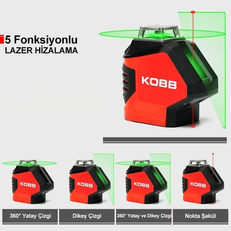 KOBB KBL88GTP 25 Metre Otomatik Hizalama Yeşil Lazer