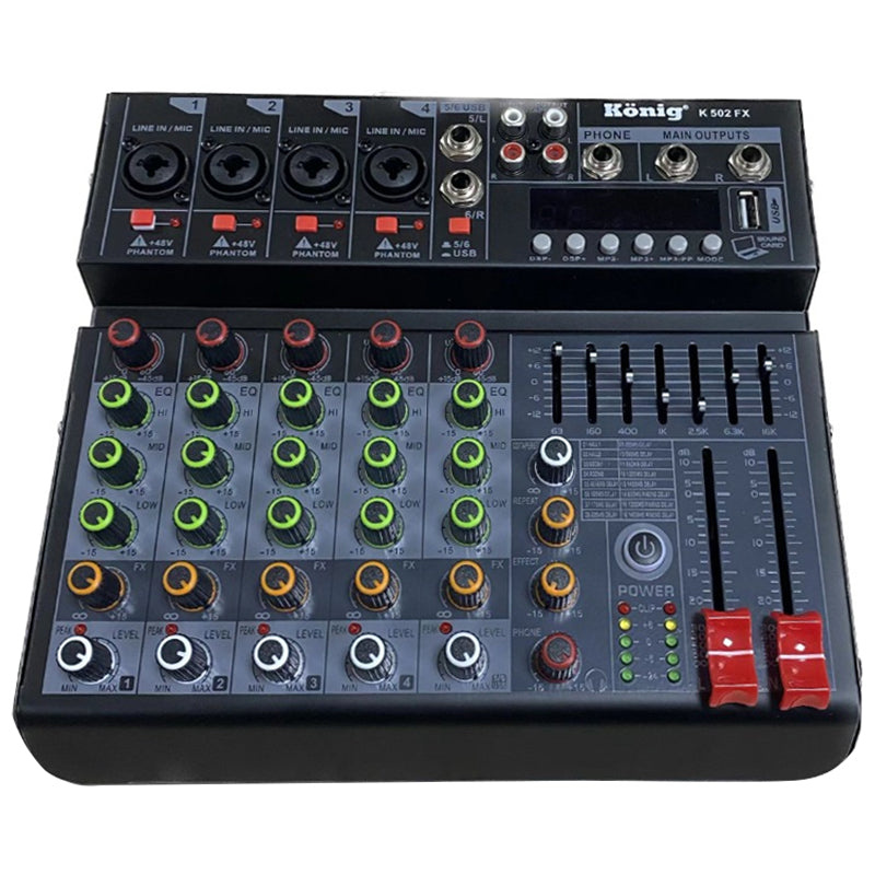 Köni̇g K-502 Fx Usb/bluetooth 7 Bant Eq 6 Kanal Deck Mi̇xer