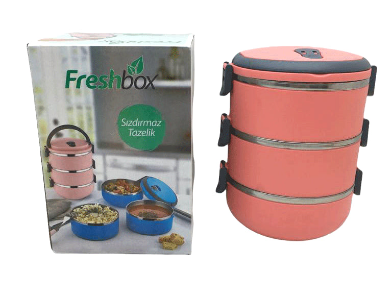 Koyu Pembe 3Lü Sefer Tası Saklama Kabı 2.25Lt