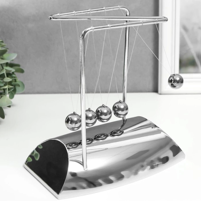 Krom Kaplamalı Newton Denge Topları - Newtons Cradle Metal Sarkaç