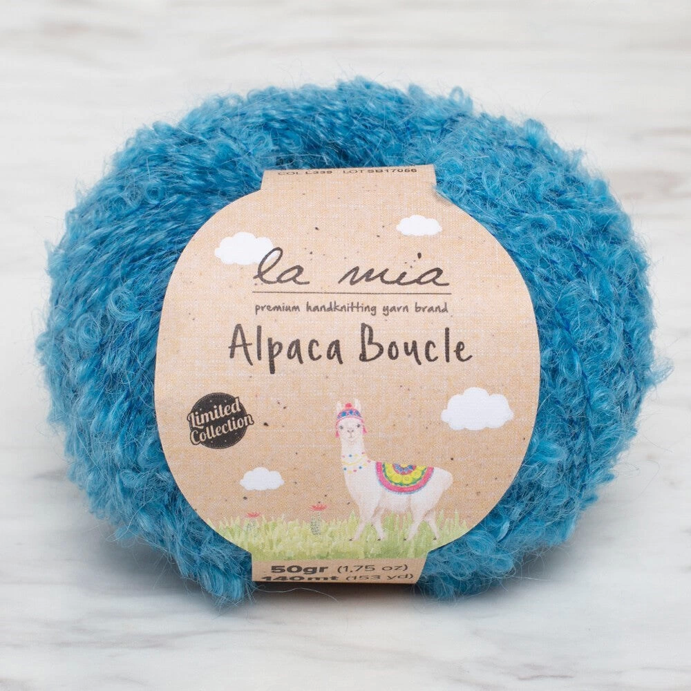 La Mia Alpaca Boucle 50 Gr Mavi El Örgü İpi - L339 - 34390