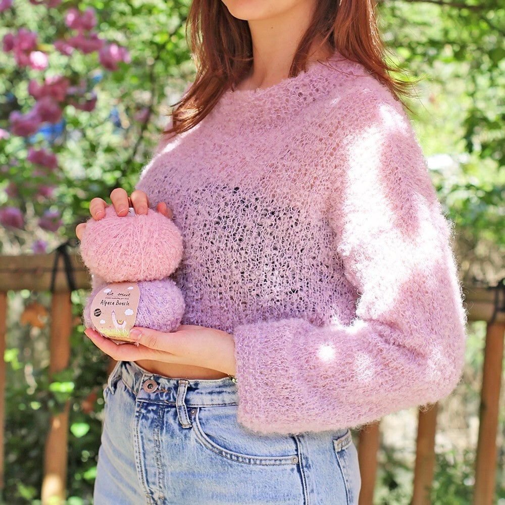 La Mia Alpaca Boucle 50 Gr Mavi El Örgü İpi - L339 - 34390