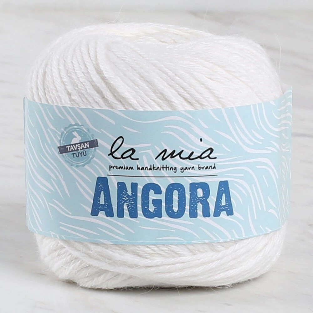 La Mia Angora 50gr Beyaz El Örgü İpi - L001 - 33804