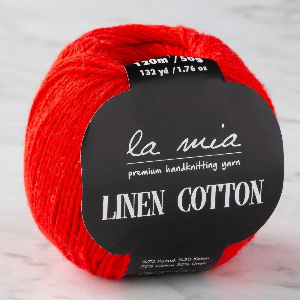 La Mia Linen Cotton Kırmızı El Örgü İpi - L004 - 33864