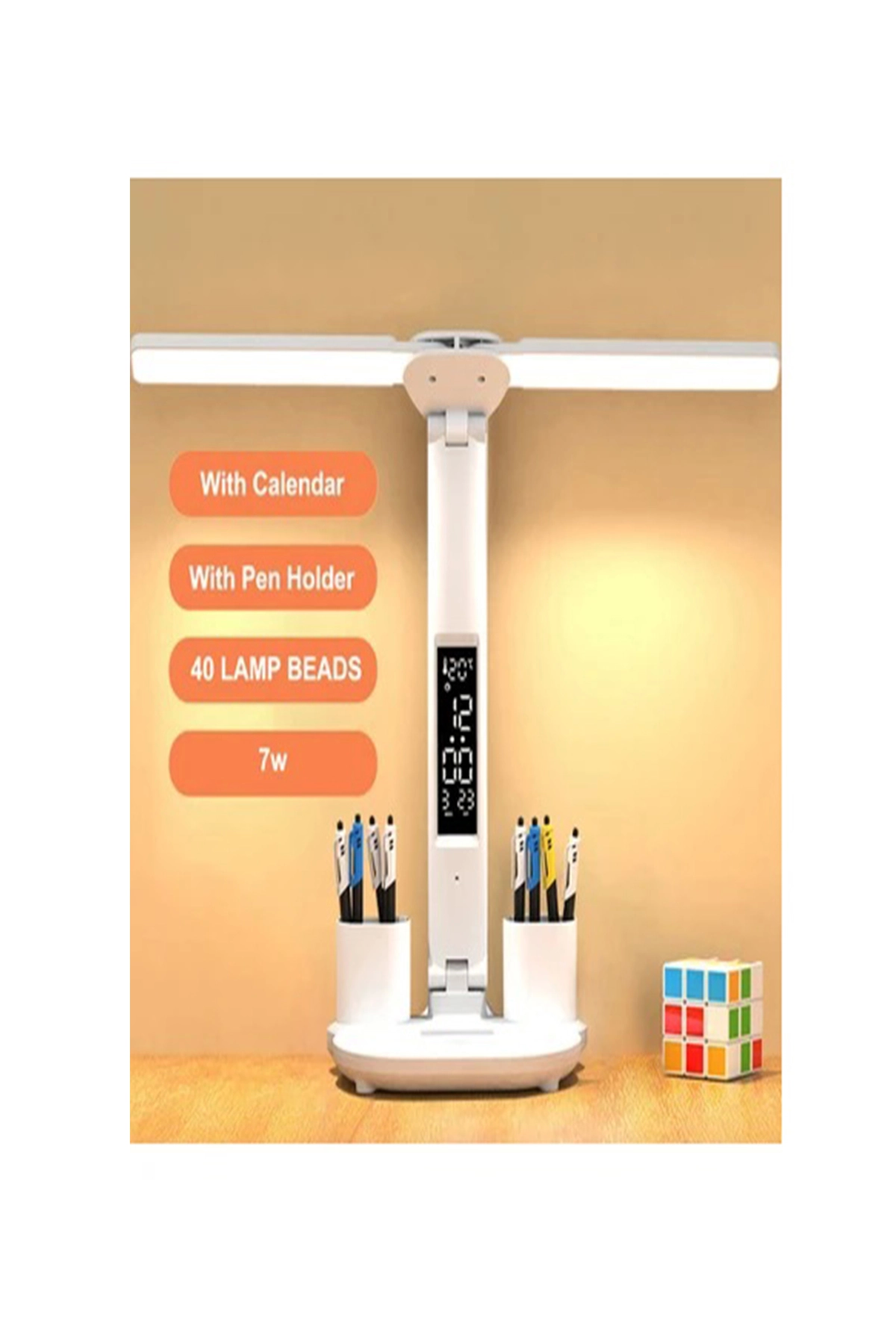 Led Dokunmatik Katlanabilir Masa Lambası Takvim Sıcaklık Saat Şarjlı Masa Lambası