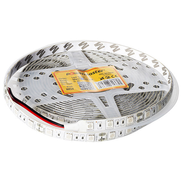 LED ŞERİT 3 ÇİPLİ MAVİ DIŞ MEKAN SİLİKONLU 60 LED 5 METRE FİYATI  (5050) (4620)