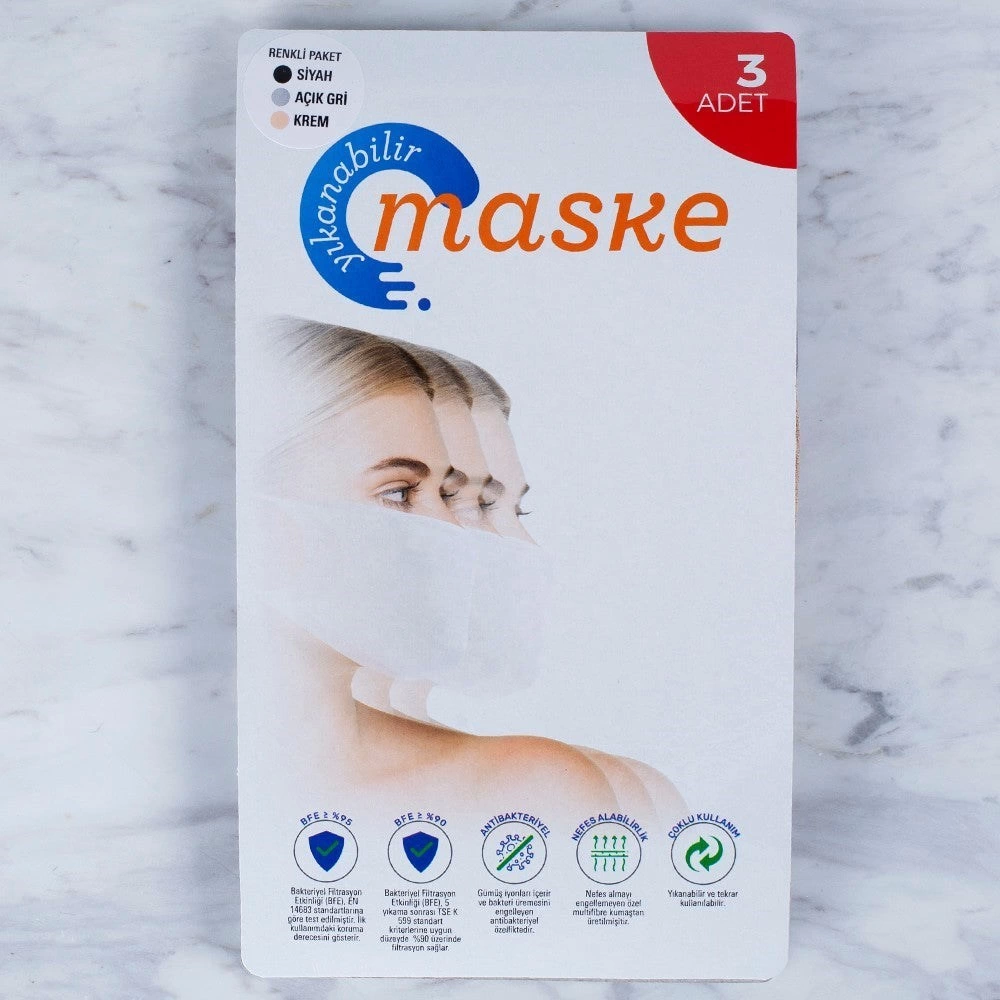 Loren 3 Adet Yıkanabilir Maske