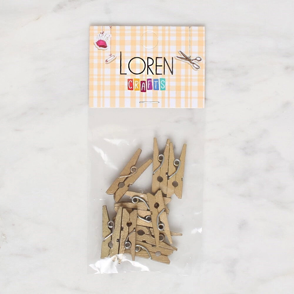 Loren Crafts 10 Lu Altın Renk Mini Mandal