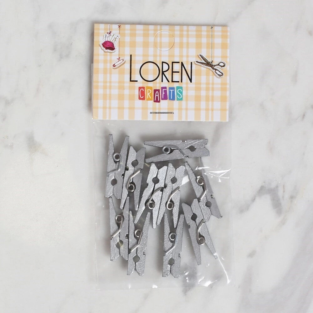 Loren Crafts 10 Lu Gümüş Renk Mini Mandal