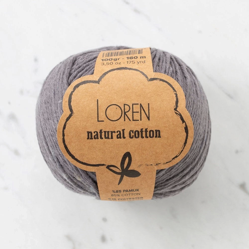 Loren Natural Cotton Antrasit El Örgü İpi - R082 - 33899