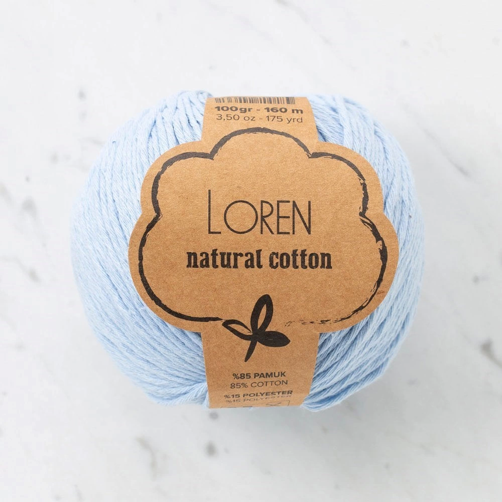 Loren Natural Cotton Bebe Mavi El Örgü İpi - R090 - 33921