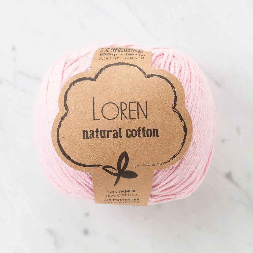 Loren Natural Cotton Pembe El Örgü İpi - R094 - 33910