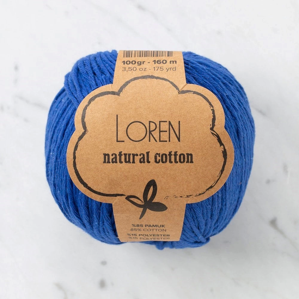 Loren Natural Cotton Saks Mavi El Örgü İpi - R025 - 33918