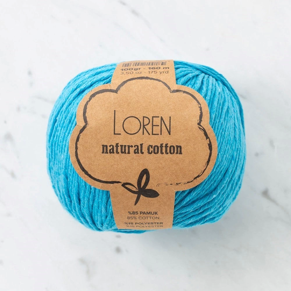 Loren Natural Cotton Turkuaz El Örgü İpi - R091 - 33923