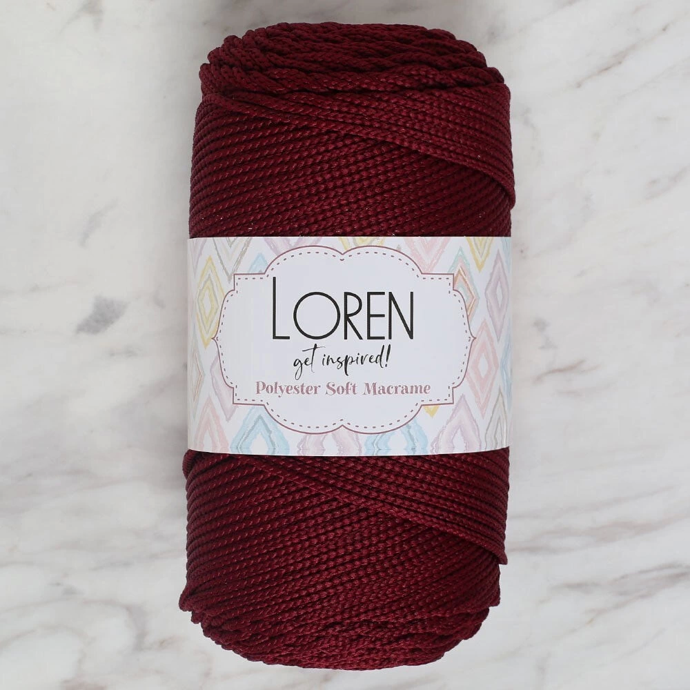 Loren Polyester Soft Macrame Bordo El Örgü İpi - Lm039 - 34444