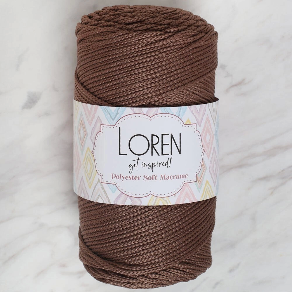 Loren Polyester Soft Macrame Kahverengi El Örgü İpi - Lm032 - 34438