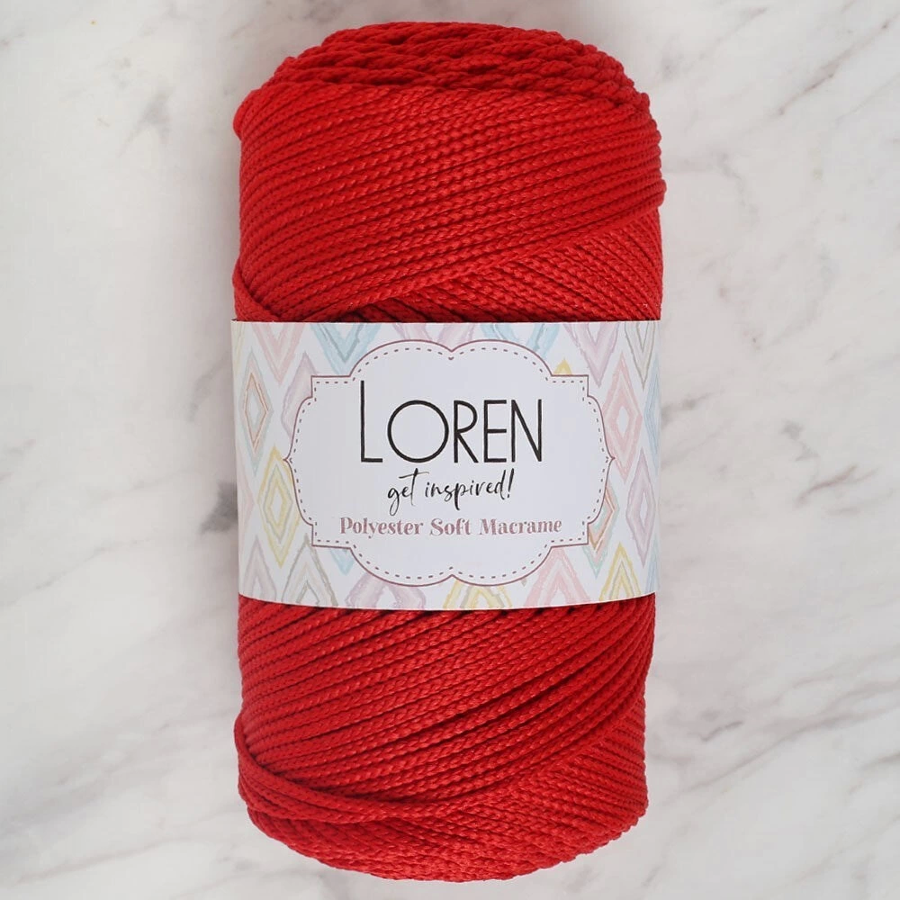 Loren Polyester Soft Macrame Kırmızı El Örgü İpi - Lm019 - 34432