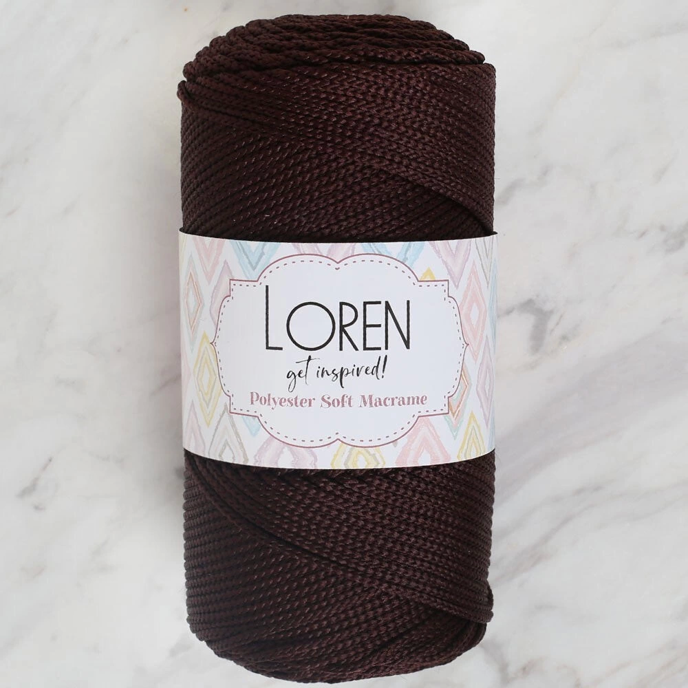 Loren Polyester Soft Macrame Koyu Kahverengi El Örgü İpi - Lm034 - 34440