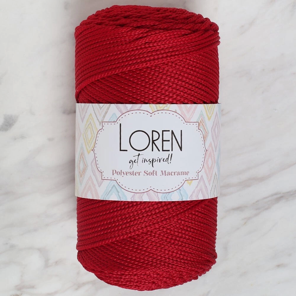 Loren Polyester Soft Macrame Koyu Kırmızı El Örgü İpi - Lm020 - 34433