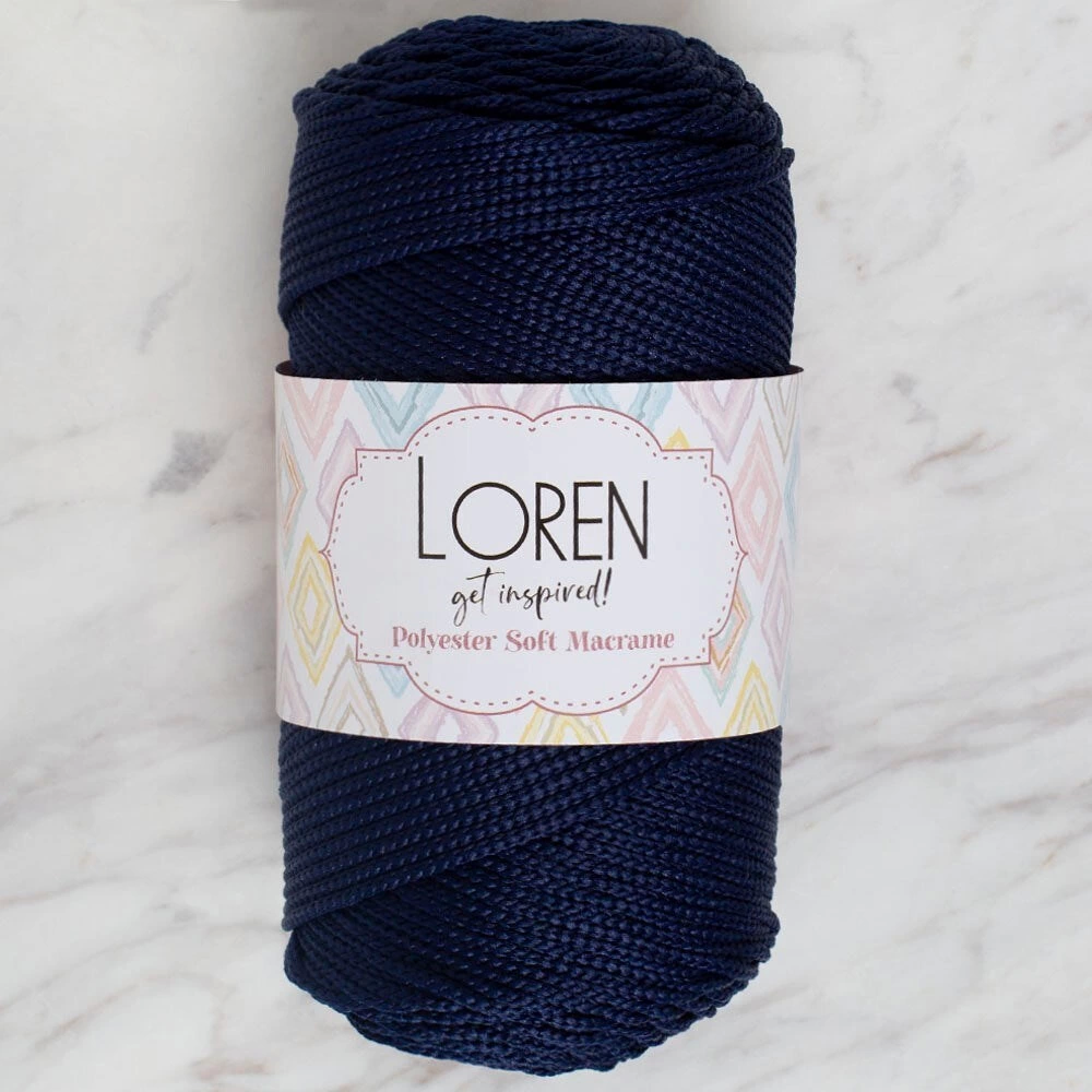 Loren Polyester Soft Macrame Koyu Lacivert El Örgü İpi - Lm030 - 34436