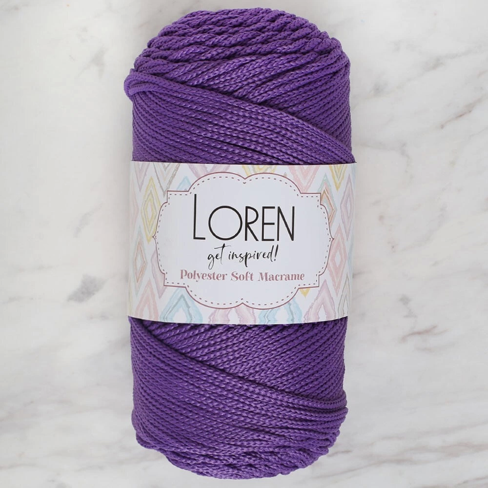 Loren Polyester Soft Macrame Koyu Mor El Örgü İpi - Lm025 - 34434