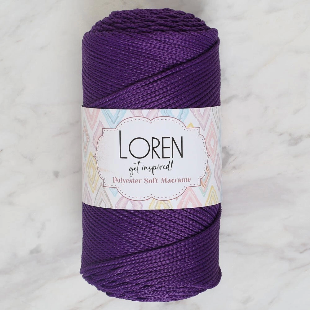 Loren Polyester Soft Macrame Koyu Mor El Örgü İpi - Lm037 - 34442