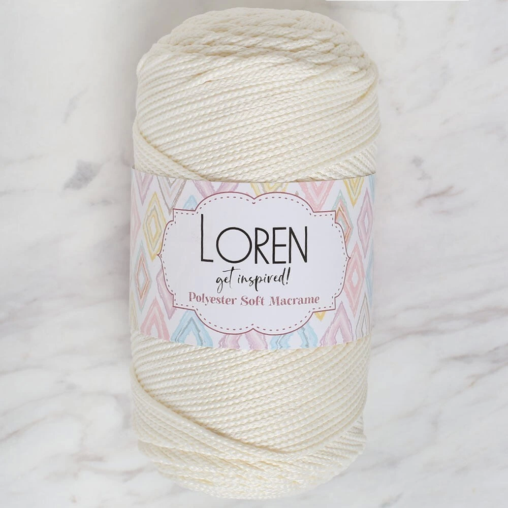 Loren Polyester Soft Macrame Krem El Örgü İpi - Lm003 - 34427