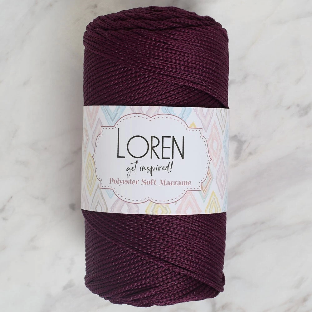 Loren Polyester Soft Macrame Patlıcan Moru El Örgü İpi - Lm038 - 34443