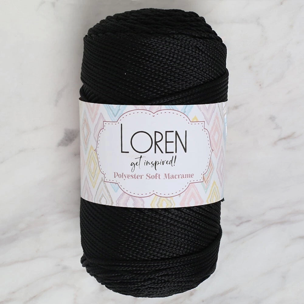 Loren Polyester Soft Macrame Siyah El Örgü İpi - Lm040 - 34445