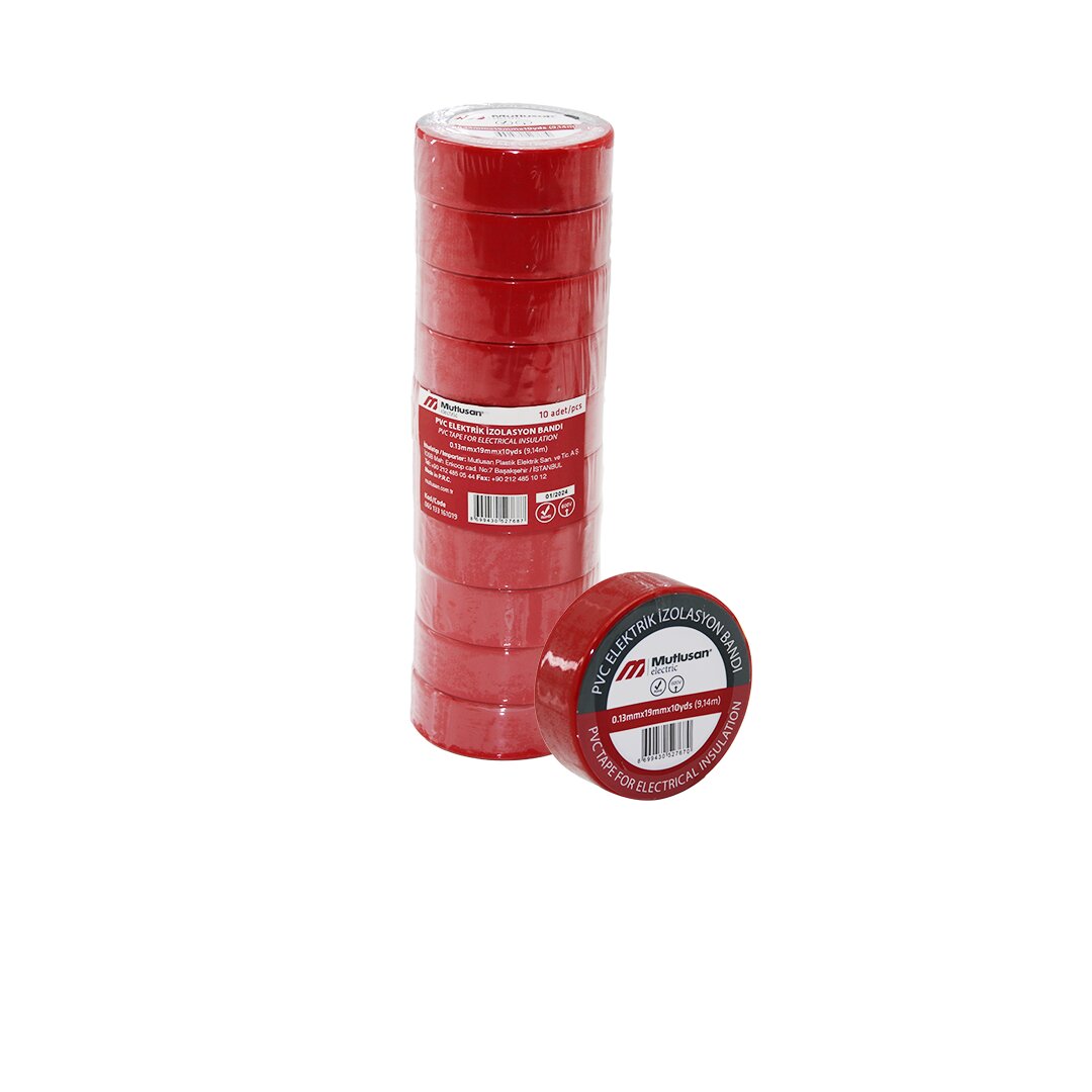 Lüx Kirmizi Pvc İzolasyon Elektri̇k Banti 0.13x19x10yds 9.14mm