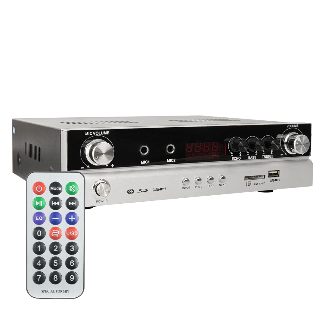 Magıcvoıce Mv-22561 2x50 Watt Usb/sd/bt/uk Bluetoothlu Stereo 2 Mikrofon Girişli Trafosuz Anfi