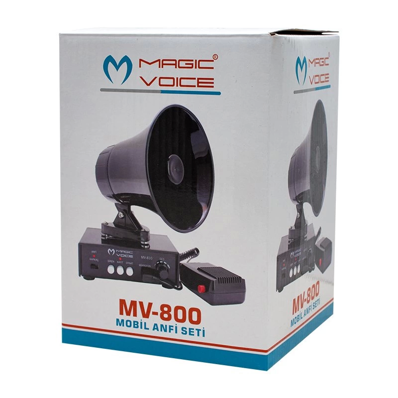 Magıcvoıce Mv-800 Kayıt Siren Mini Pazarcı Anfi Seti Mıknatıslı Anfi+hoparlör+mikrofon