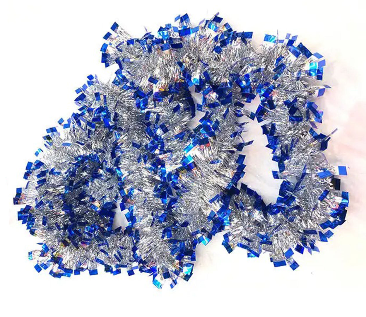 Mavı Gümüş Renk 4 Cm Genışlık Garland çıft Renk Sım Süs 180 Cm