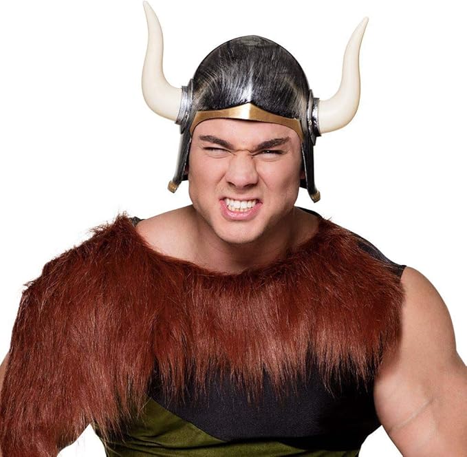 Mega Boynuzlu Vıkıng Ivar Kaskı Eskıtılmış Desen Gümüş Renk