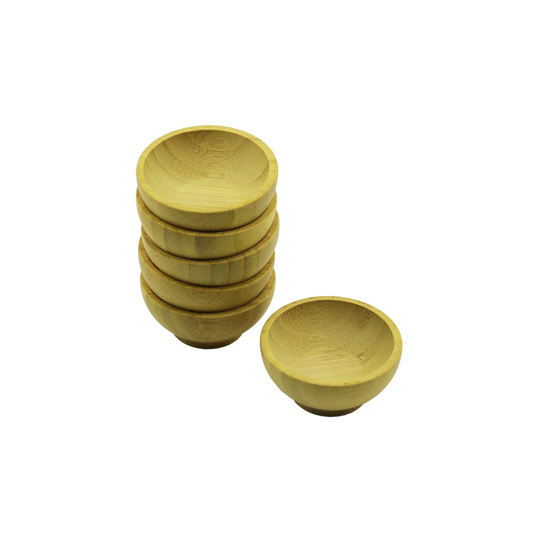 6 Adet Mi̇ni̇ Ahşap Bambu Lokumluk - çerezli̇k Kase Deri̇nli̇k: 1.5cm  - çap: 6.2cm