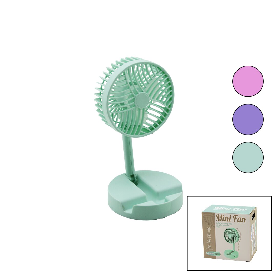 MİNİ FAN W-1630-A SDR-B07 M.ÜSTÜ VANTİLATÖR USB ŞARJLI KATLANIR FAN=12.5CM - AYAK=12.5CM 180 DERECE