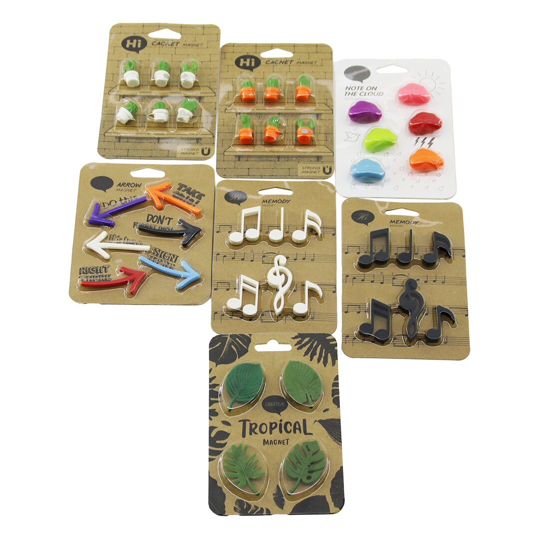 Mi̇ni̇  Miknatisli Dolap Magnet  Mi̇x Model=kaktüs--nota Harf--bulut--ok=6pcs - Yaprak=4pcs