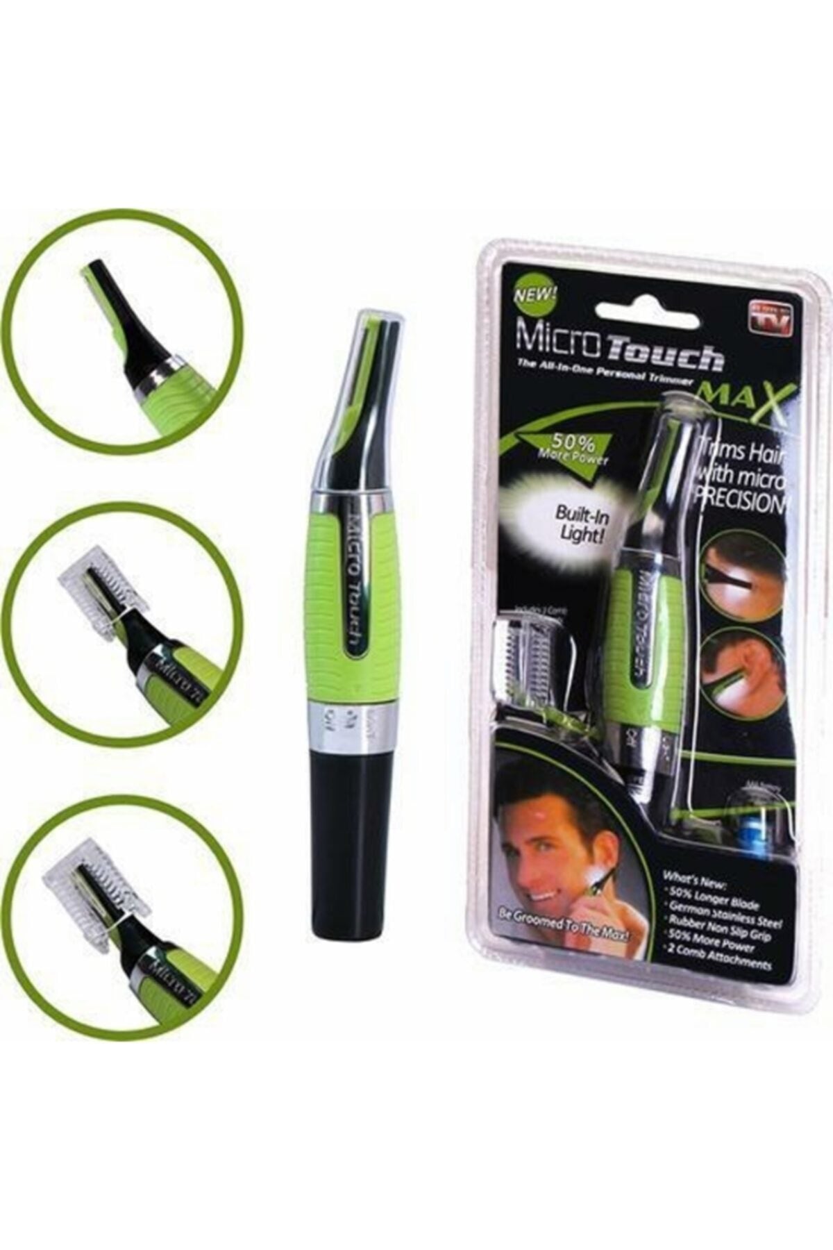 Mioro Touch Max Yeşil - Siyah Pilli Oynar Başlı Yanak Kıl Makinesi