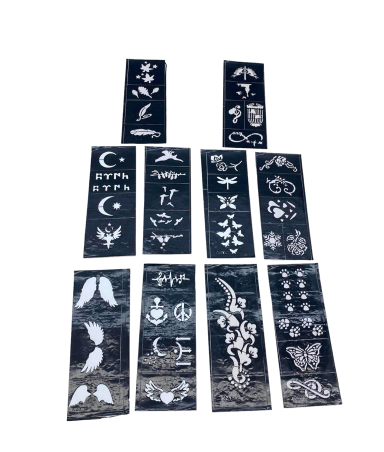 Mix Desen 8X20Cm Tüp Kına Desen Çıkartma Şablonu 10 Parça (4620)