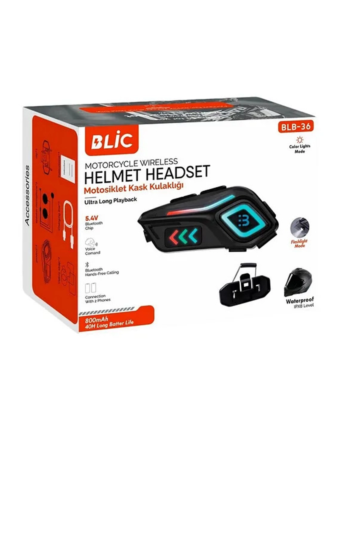 Motor Kask Kulaklık Rgb Modlu Motosiklet Kulaklık Su Geçirmez 5.4 Bluetooth Intercom Blb_36