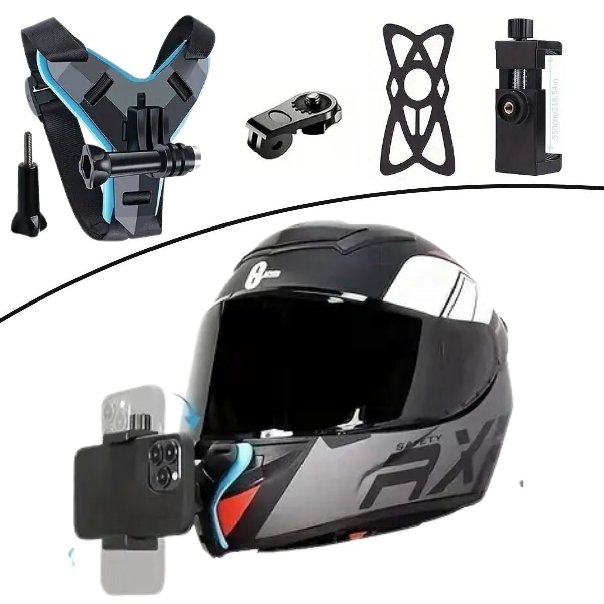 Motorsıklet Kask önü Takılan Telefon Tutucu Aksıyon Kamerası Takılabılen Aparat